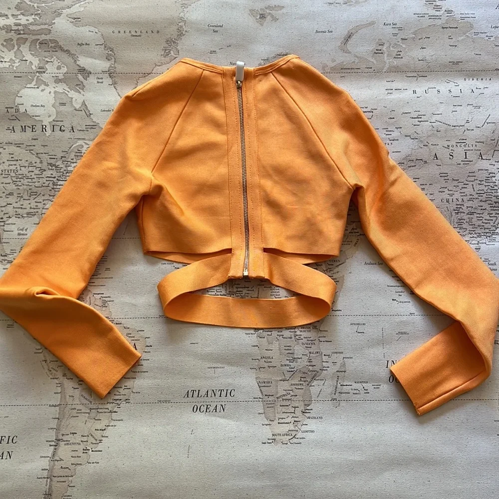 House Of CB, 'Talika' Orange Cutout Bandage Crop Top NWOT